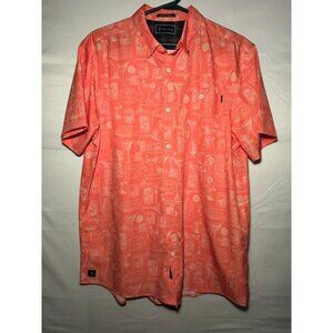 Coral Button-Down Shirt With Cocktail Print William Murray Size L hawaii